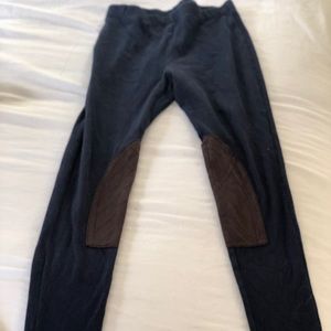 Navy blue and suede leggings